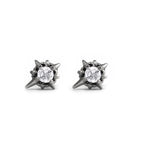 PAIR OF Black & White CZ 3D Hexagram Stainless Steel Ear Studs - PAIR OF Black & White CZ 3D Hexagram Stainless Steel Ear Studs - Pair of White by CRUXJEWELRY