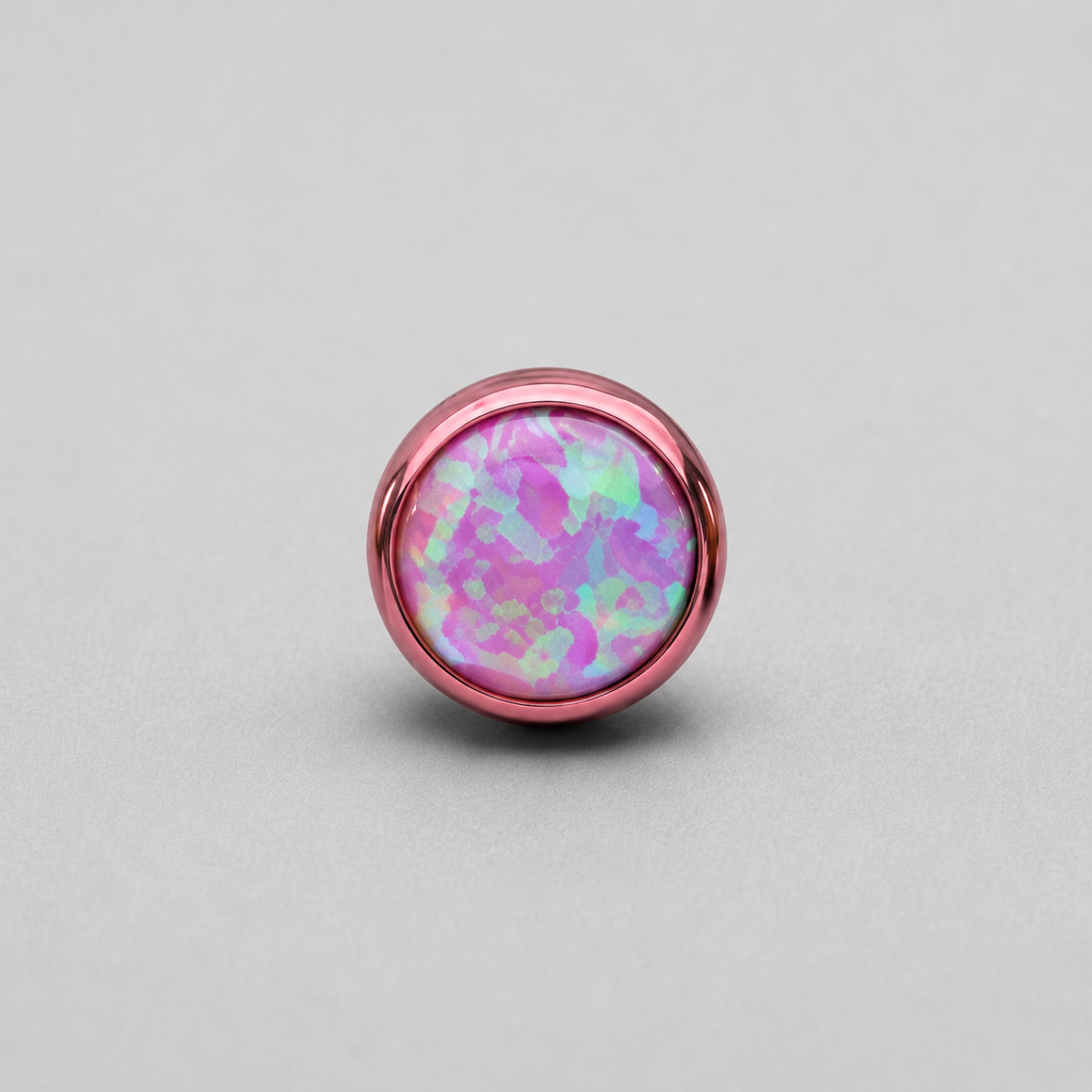 Titanium Fire Opal Bezel Piercing Top