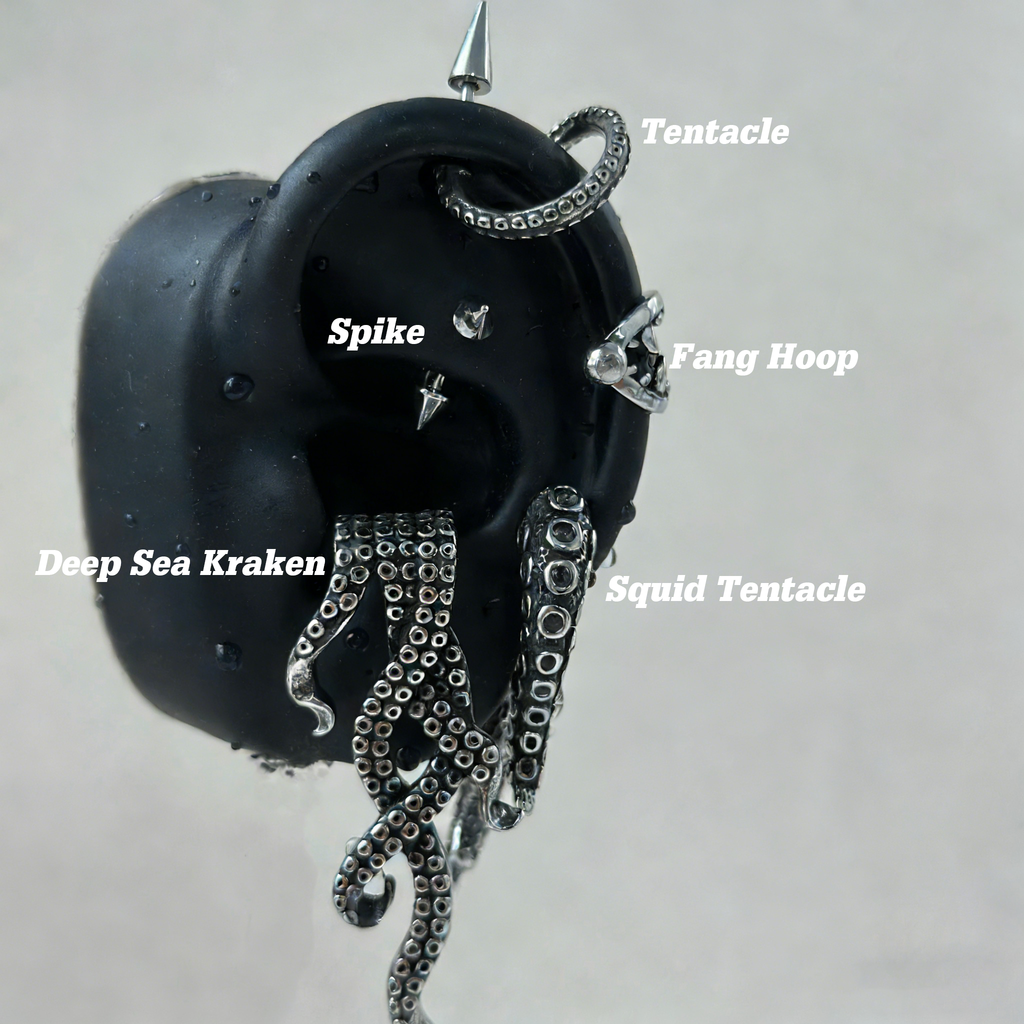 The "Abyss" Collection | Deep Sea Kraken & Tentacle Earrings Stack