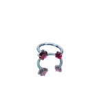 Vivid Internally Threaded CZ Titanium Horseshoe Ring - Vivid Internally Threaded CZ Titanium Horseshoe Ring - Red / 3mm / 6mm by CRUXJEWELRY