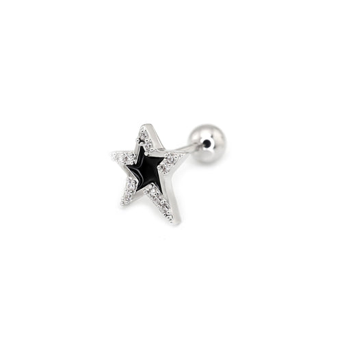 Black & White CZ Pentagram Ear Studs - product overview