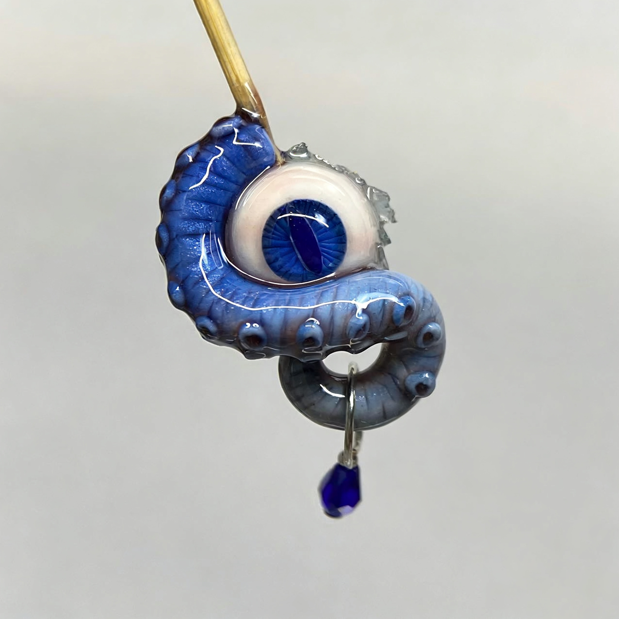 Cthulhu Eye – Vertical Pupil Octopus Tentacle Earrings in Sky & Teal Blue