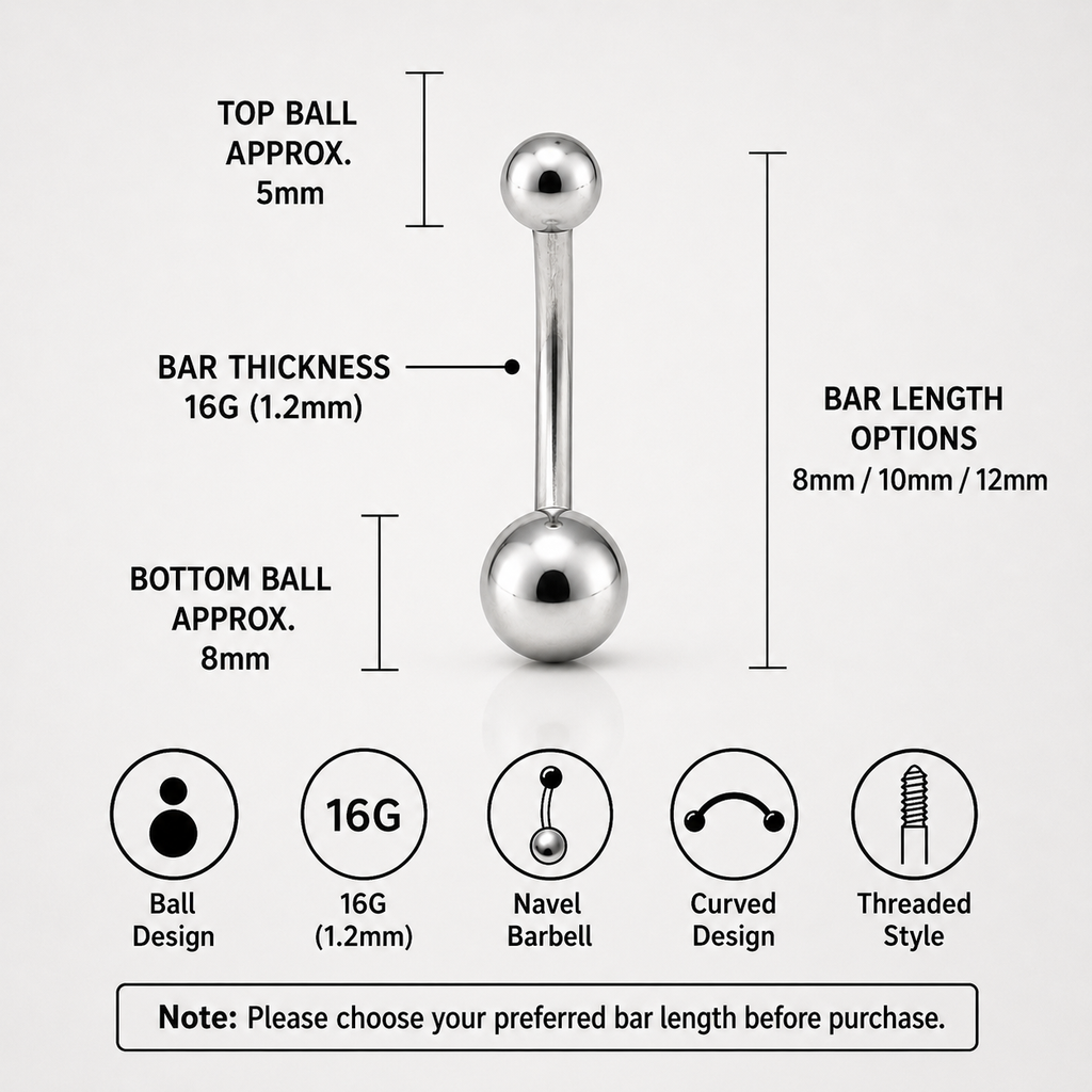 Classic Internally Threaded Titanium Belly Ring