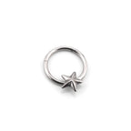 3D pentacle Stainless Steel Segment hoop - 3D pentacle Stainless Steel Segment hoop - Sliver by CRUXJEWELRY