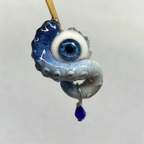Cthulhu Eye – Pupil Detail Octopus Tentacle Earrings in Sky & Teal Blue