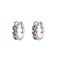 PAIR OF Star & Heart Rainbow CZ white-gold-plated copper Earring - PAIR OF Star & Heart Rainbow CZ white-gold-plated copper Earring - Star by CRUXJEWELRY