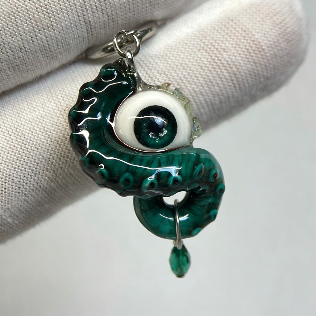 Cthulhu Eye – Pupil Detail Octopus Tentacle Earrings in Sky & Teal Blue