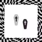 Hallowmas - Gothic Resin Cross Coffin Stainless Steel Ear Studs - Hallowmas - Gothic Resin Cross Coffin Stainless Steel Ear Studs - Black / 6mm by CRUXJEWELRY