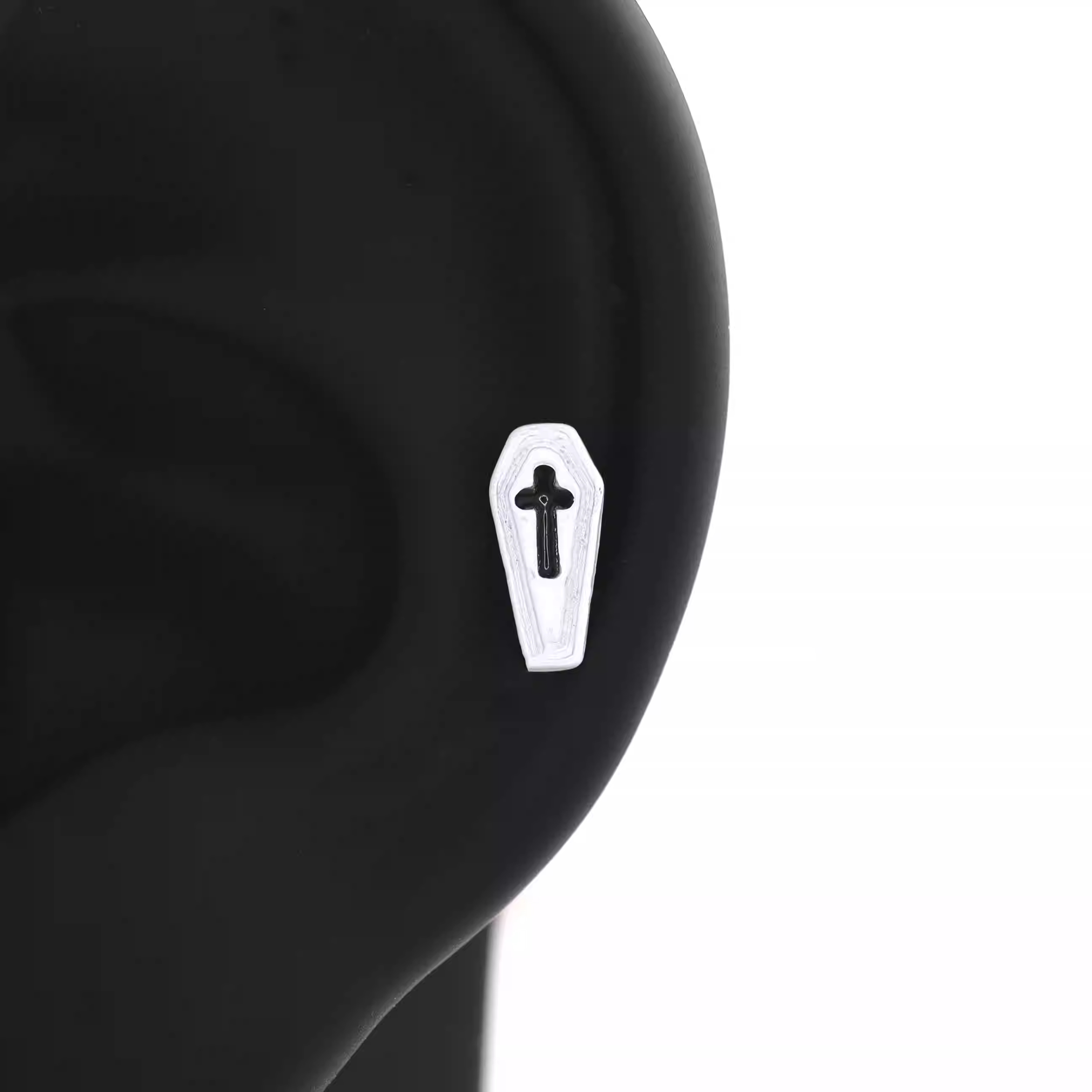 Hallowmas - Gothic Resin Cross Coffin Stainless Steel Ear Studs - Hallowmas - Gothic Resin Cross Coffin Stainless Steel Ear Studs - Black / 6mm by CRUXJEWELRY