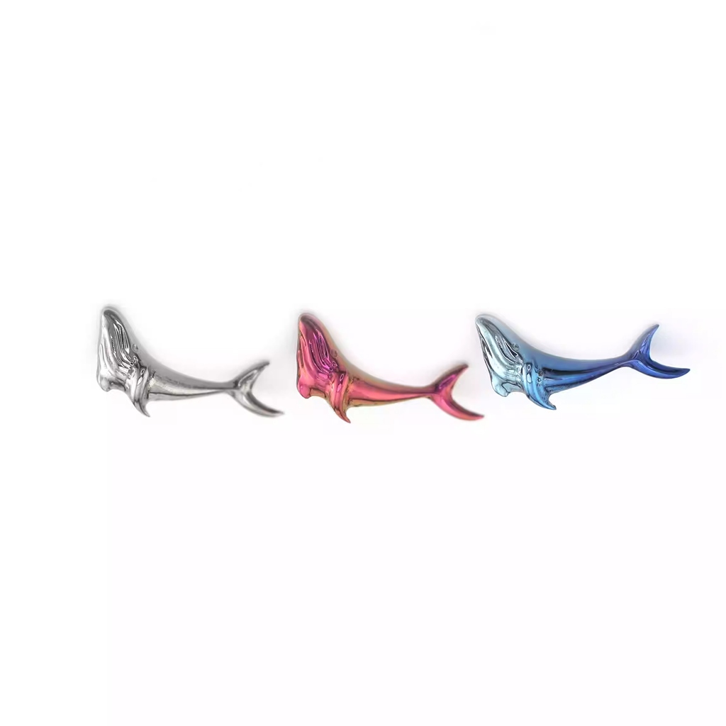 Engraved Whale Internally Threaded Titanium Ear Studs - Engraved Whale Internally Threaded Titanium Ear Studs - Pink / 6mm by CRUXJEWELRY