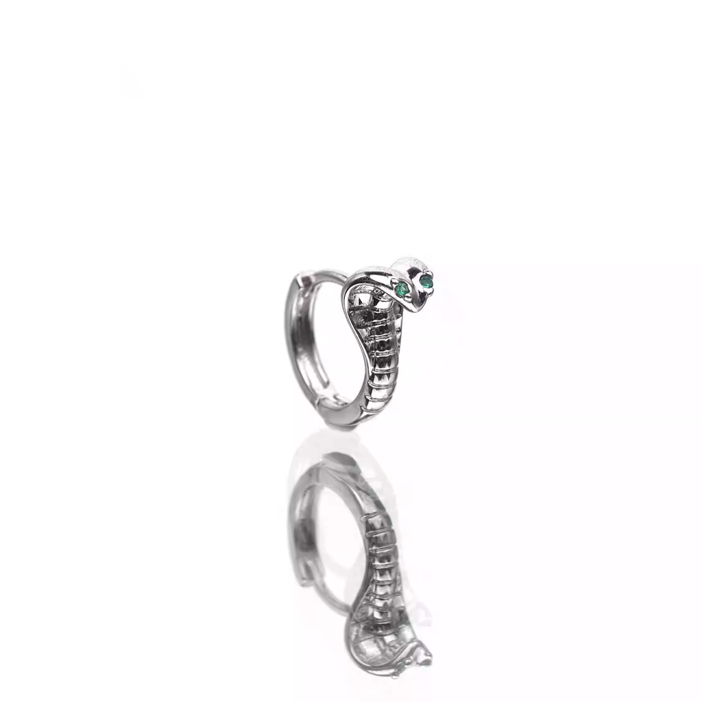 Green CZ Cobra Stainless Steel Earrings - Green CZ Cobra Stainless Steel Earrings - Single by CRUXJEWELRY