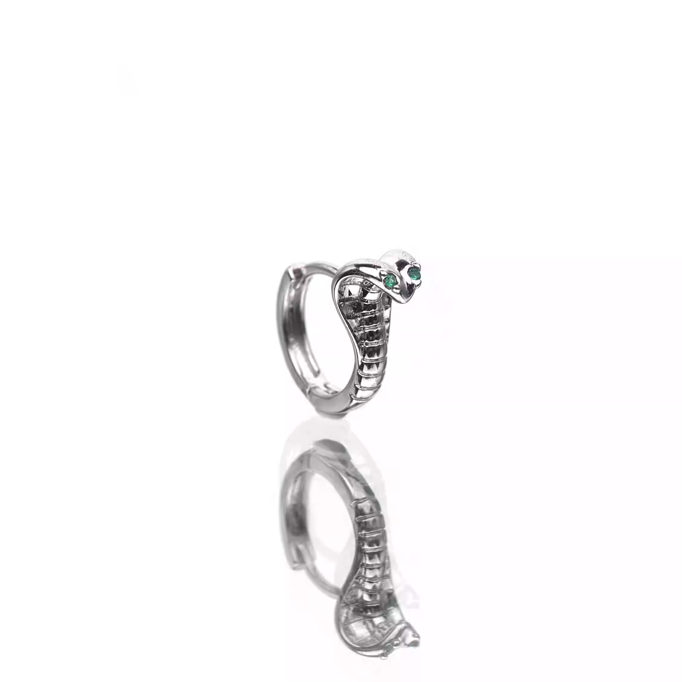 Green CZ Cobra Stainless Steel Earrings - Green CZ Cobra Stainless Steel Earrings - Single by CRUXJEWELRY