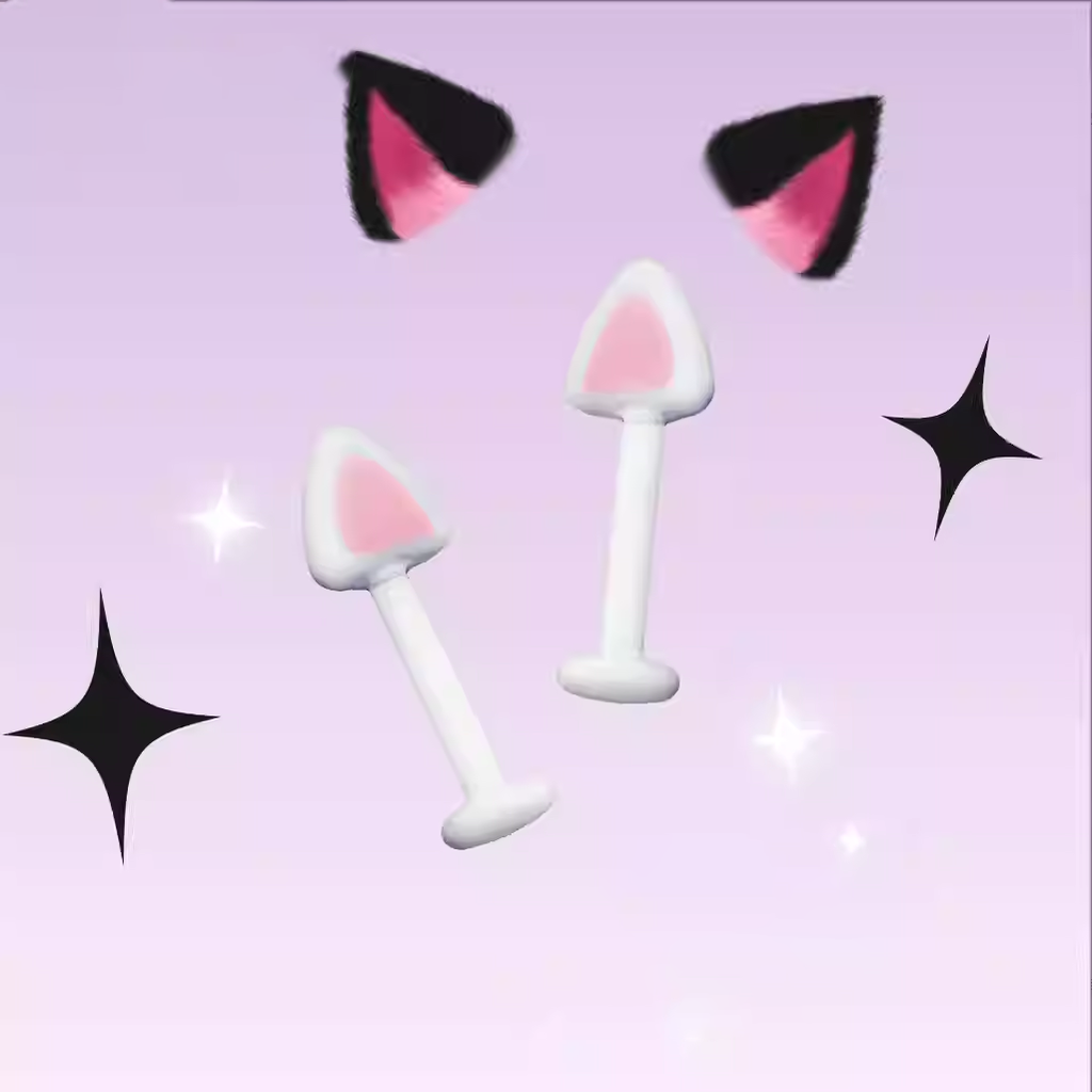 Paws & Purrs - Pair of Kawaiiiii Kitty Ear Stainless Steel Studs - 1PCS - Paws & Purrs - Pair of Kawaiiiii Kitty Ear Stainless Steel Studs - 1PCS - White / Flat-Back / 6mm by CRUXJEWELRY