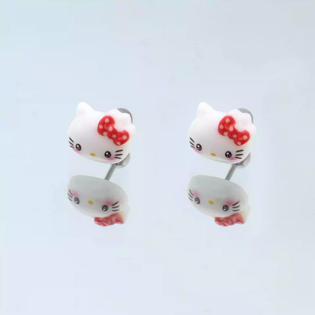 Paws & Purrs - Sweet Punk Kitty Face Ear Stud - Paws & Purrs - Sweet Punk Kitty Face Ear Stud - Cute / 0.8mm/20G by CRUXJEWELRY