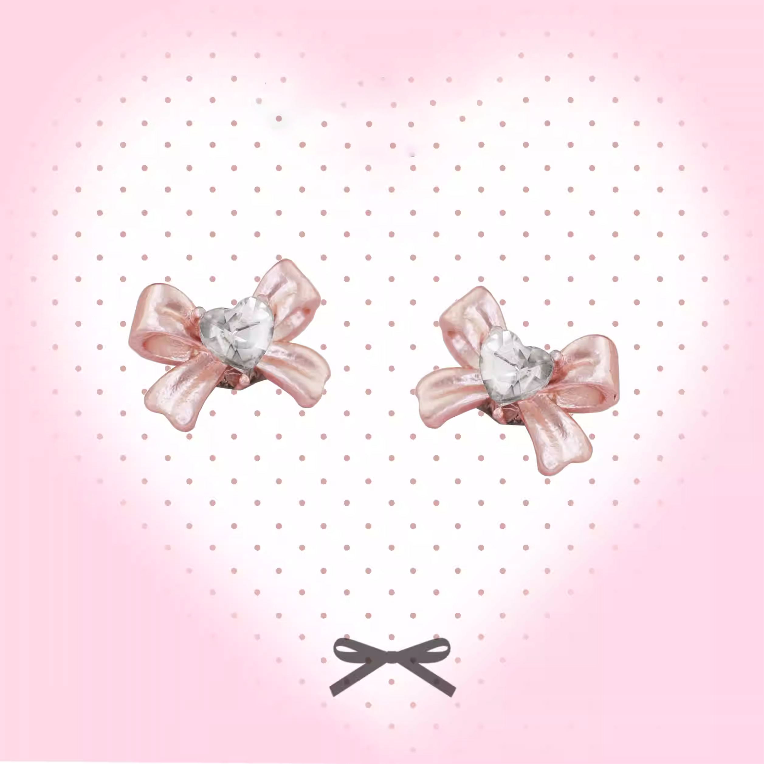Heart CZ Pink Bow Internally Threaded Stainless Steel Studs - Heart CZ Pink Bow Internally Threaded Stainless Steel Studs - Single / 6mm by CRUXJEWELRY