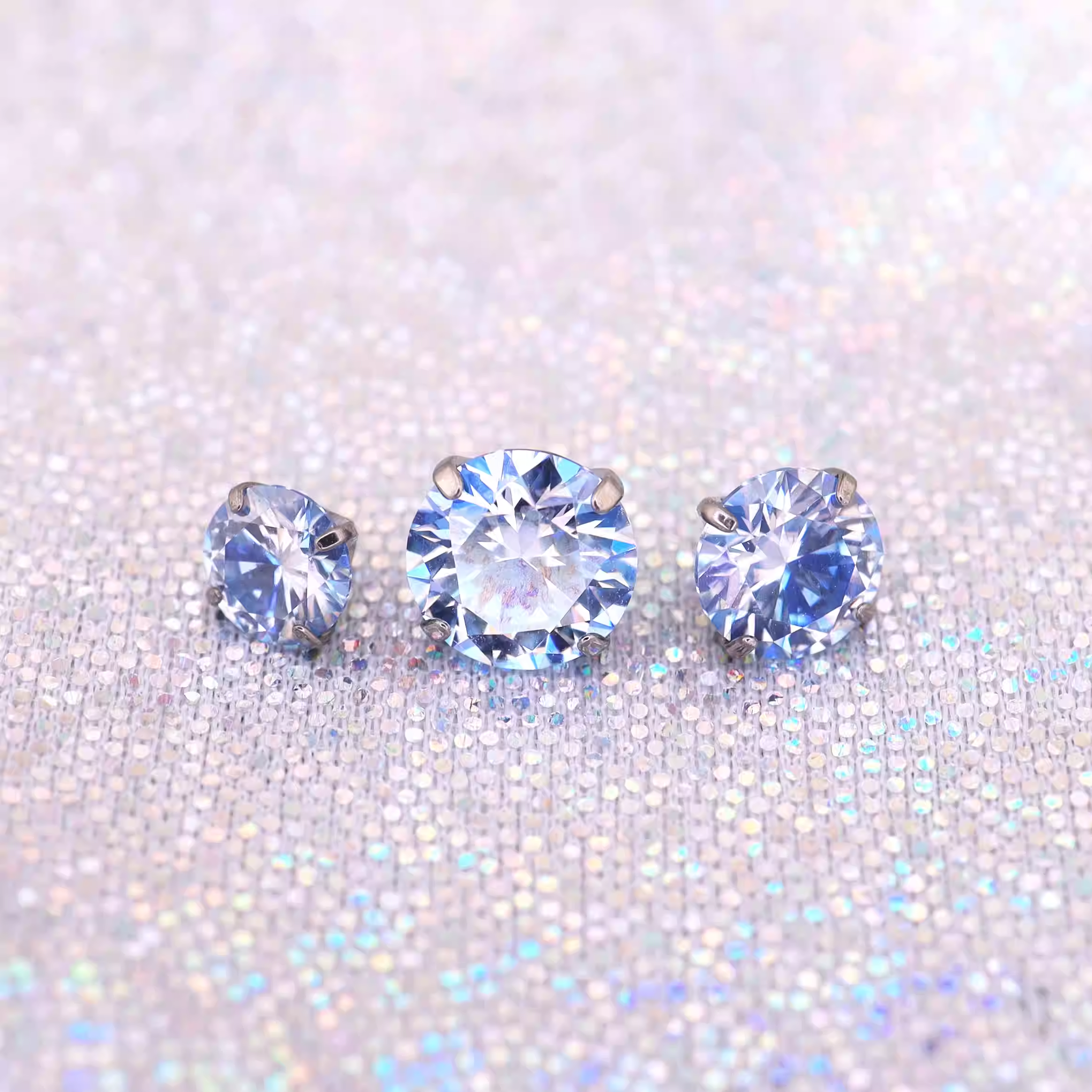 High Shine Blue Moissanite Internally Threaded Titanium Stud - High Shine Blue Moissanite Internally Threaded Titanium Stud - 3mm / 6mm by CRUXJEWELRY