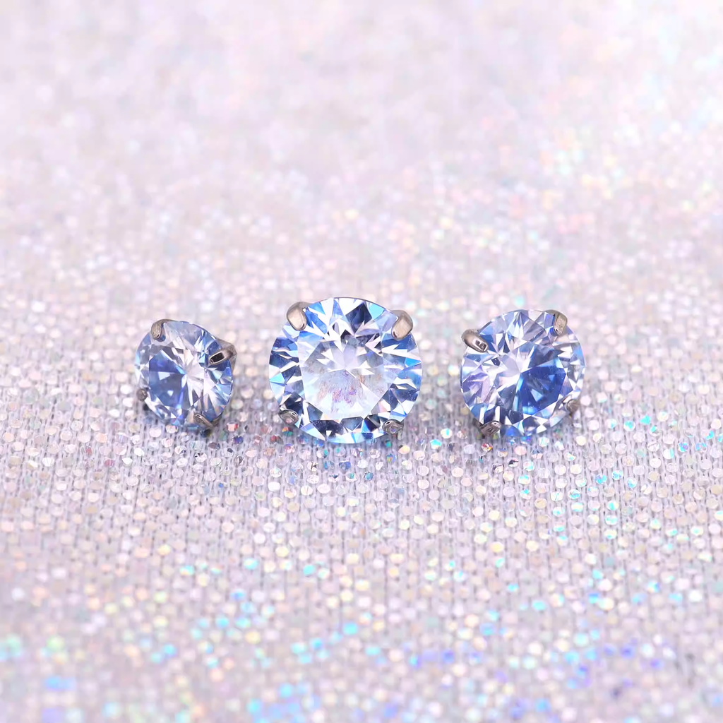 Luxurious Moissanite Flat Back Stud - Brilliant Implant Grade Titanium Ear & Lip Piercing