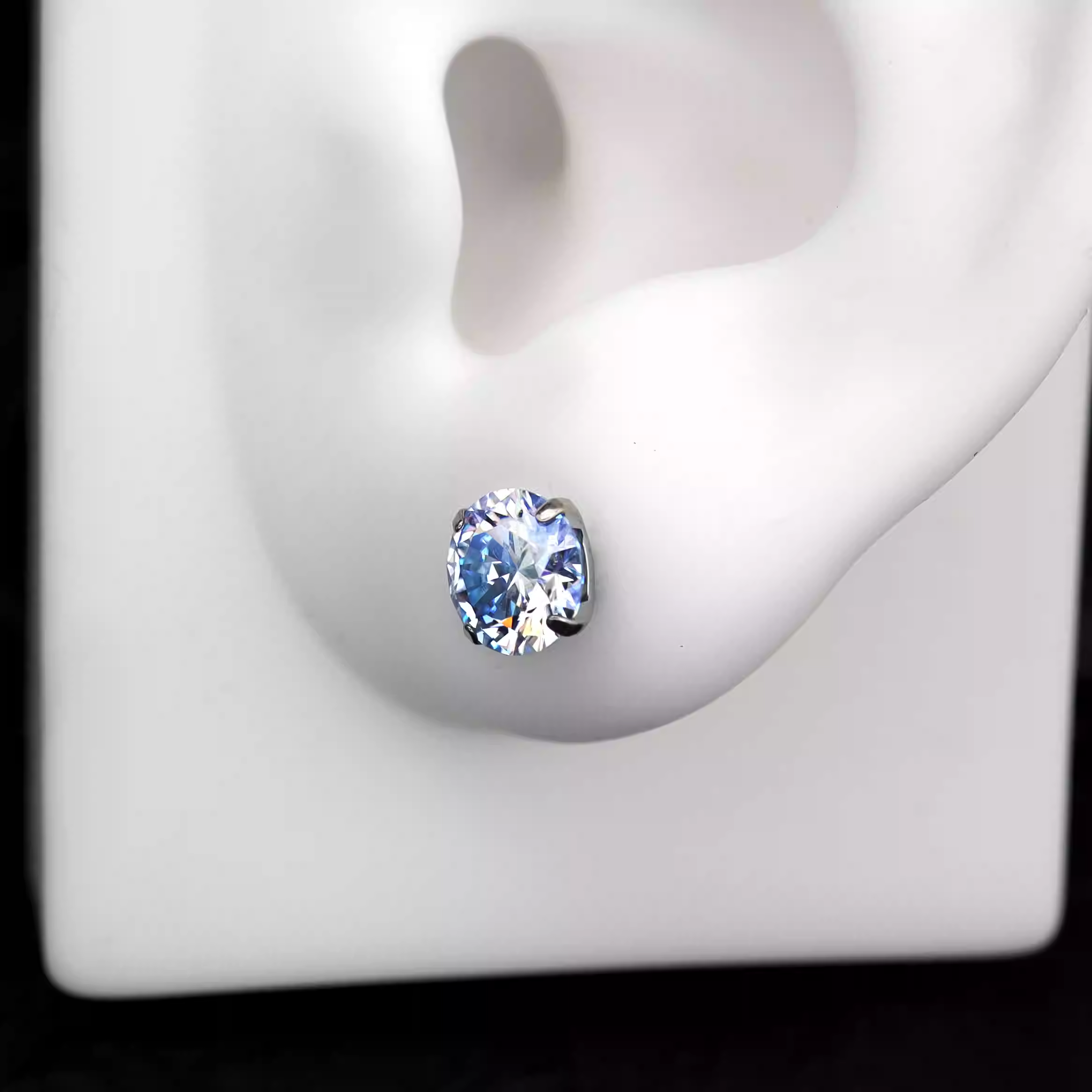 Luxurious Moissanite Flat Back Stud - Brilliant Implant Grade Titanium Ear & Lip Piercing