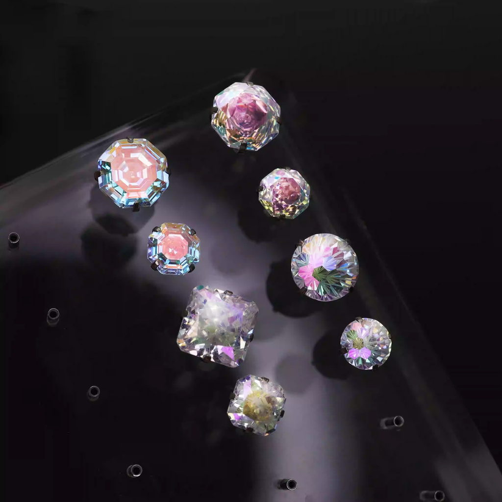 High-Shine Aurora Borealis t CZ Internally Threaded Titanium Studs - High-Shine Aurora Borealis t CZ Internally Threaded Titanium Studs - Firework / 6mm / 5mm by CRUXJEWELRY