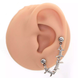 Knotted Bondage Double Hole Stainless Steel Ear Studs - product overview