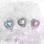 Micro-Pave Heart CZ Internally Threaded Titanium Studs - Micro-Pave Heart CZ Internally Threaded Titanium Studs - AB Coating / 6mm by CRUXJEWELRY