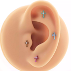 Mini Crystal Cross Titanium Ear Studs - Mini Crystal Cross Titanium Ear Studs - Copper / 6mm by CRUXJEWELRY