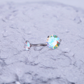 Round CZ Stainless Steel Belly Ring - Round CZ Stainless Steel Belly Ring - AB Coating / 6mm by CRUXJEWELRY