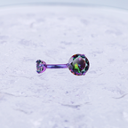 Round CZ Titanium Belly Ring - Round CZ Titanium Belly Ring - Black / 6 mm by CRUXJEWELRY