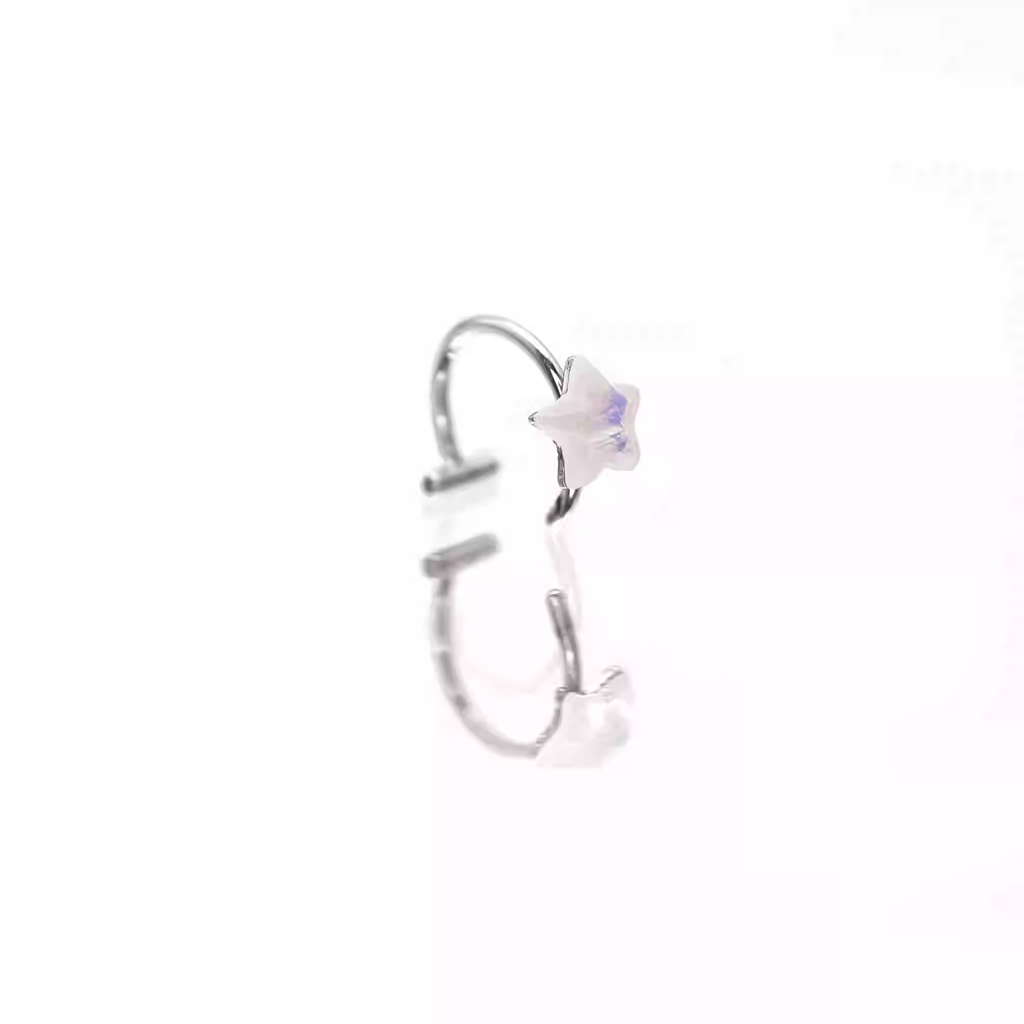 stainless steel Pentagram Resin Lip Clip - stainless steel Pentagram Resin Lip Clip - 8mm by CRUXJEWELRY