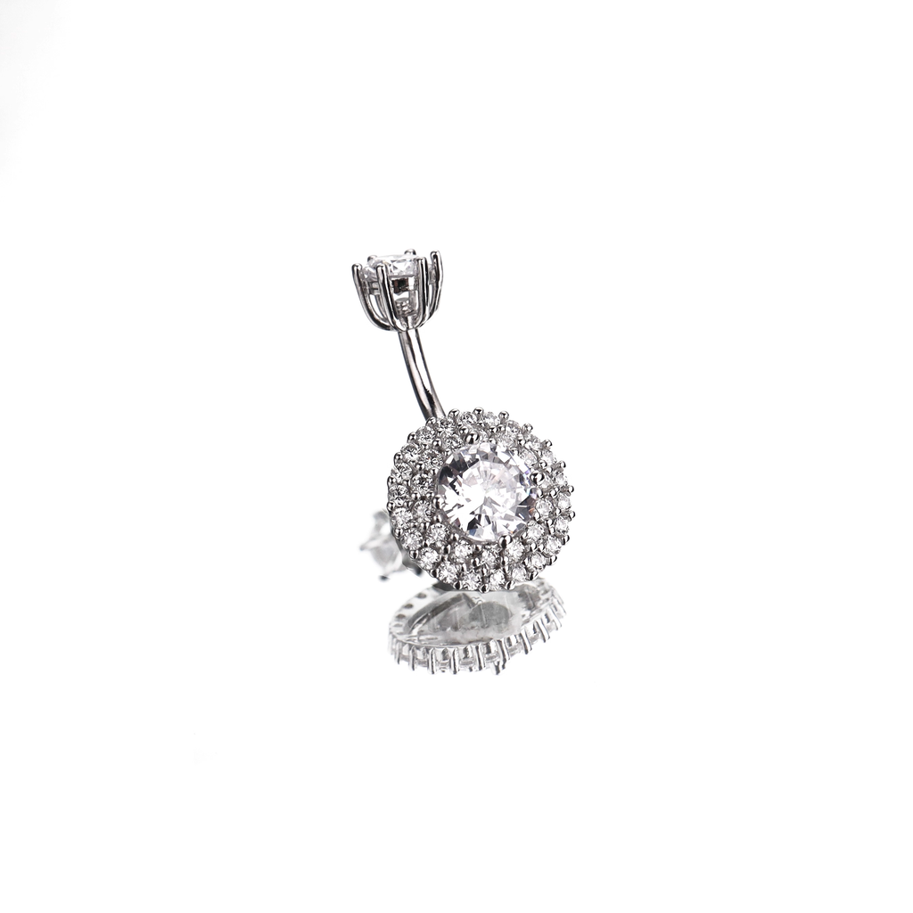 Sterling Silver Crystal Navel Ring - Sterling Silver Crystal Navel Ring - Double-Layer / 6mm by CRUXJEWELRY
