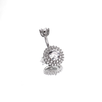 Sterling Silver Crystal Navel Ring - Sterling Silver Crystal Navel Ring - Double-Layer / 6mm by CRUXJEWELRY
