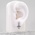 Vintage Cross Pendant Rainbow CZ Stainless steel Ear Studs - Vintage Cross Pendant Rainbow CZ Stainless steel Ear Studs - Single by CRUXJEWELRY