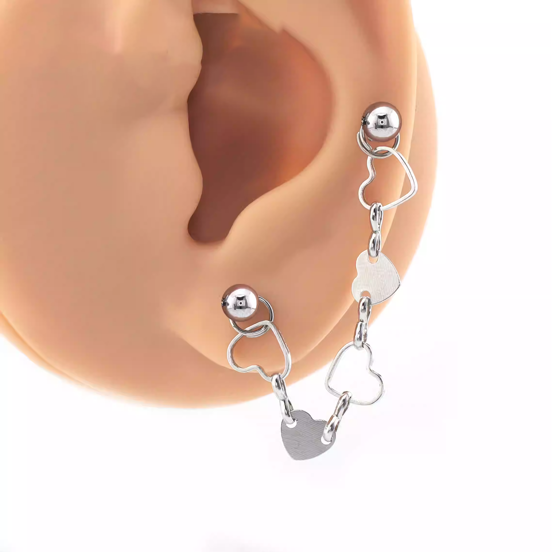 Openwork Heart Ear Chain - Openwork Heart Ear Chain - Heart Chain by CRUXJEWELRY