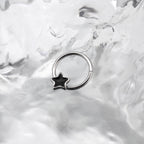 3D pentacle Stainless Steel Segment hoop - 3D pentacle Stainless Steel Segment hoop - Black by CRUXJEWELRY