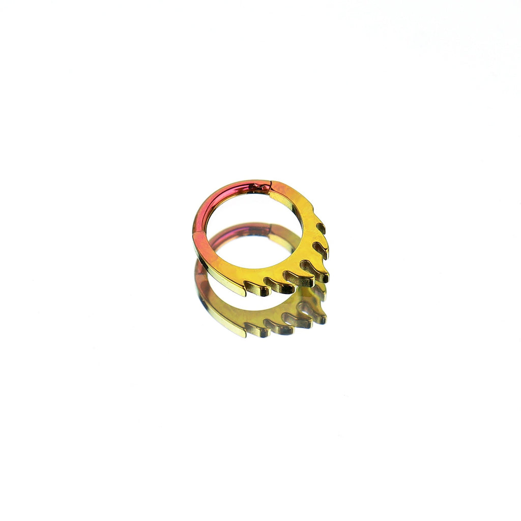 16G Flame Titanium Septum Clicker - 16G Flame Titanium Septum Clicker - Pink-Yellow Gradient / 8 mm by CRUXJEWELRY