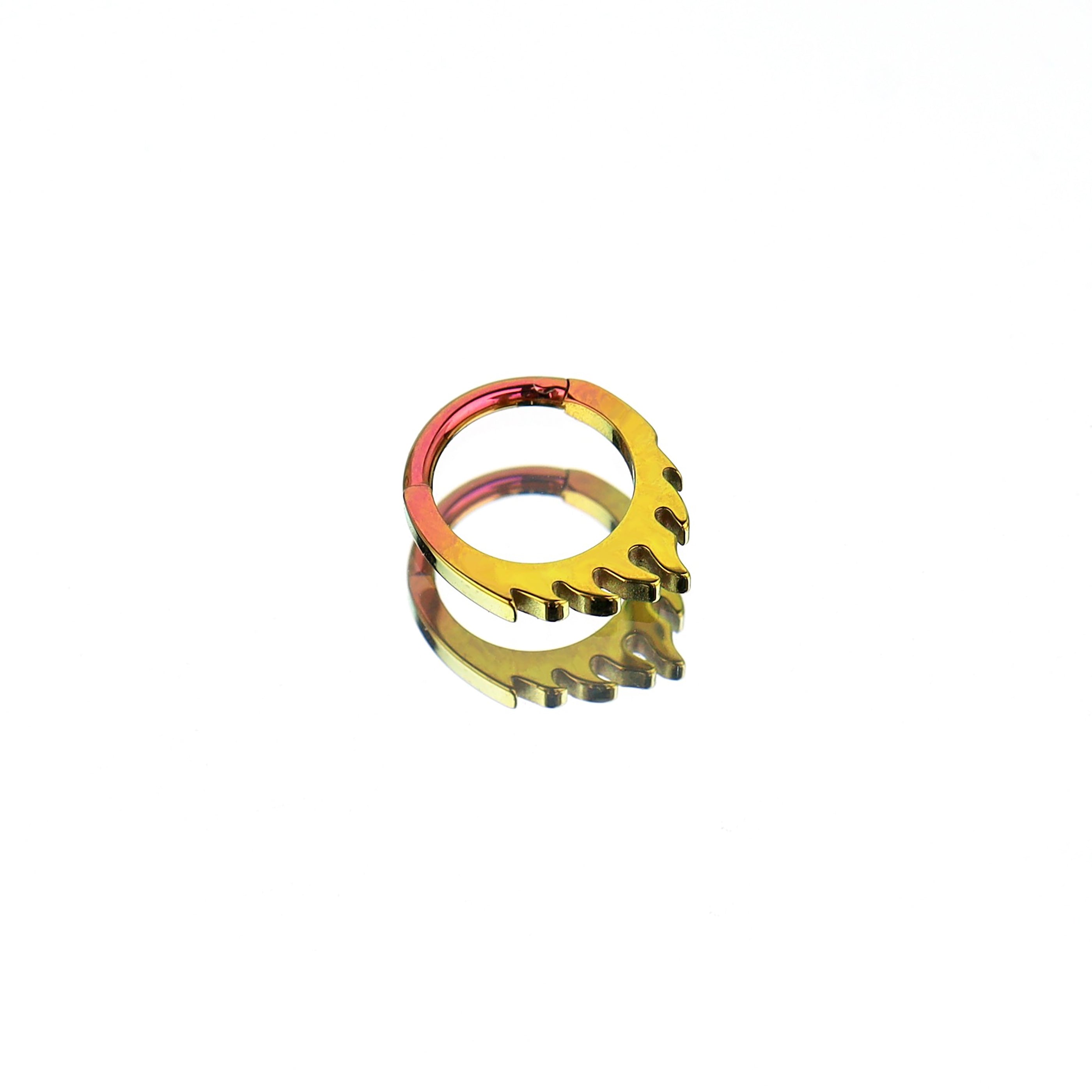 16G Flame Titanium Septum Clicker - 16G Flame Titanium Septum Clicker - Pink-Yellow Gradient / 8 mm by CRUXJEWELRY