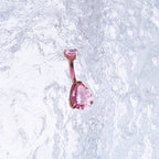 Teardrop CZ Internally Threaded Titanium Belly Ring - Teardrop CZ Internally Threaded Titanium Belly Ring - AB Coating / 6 mm by CRUXJEWELRY
