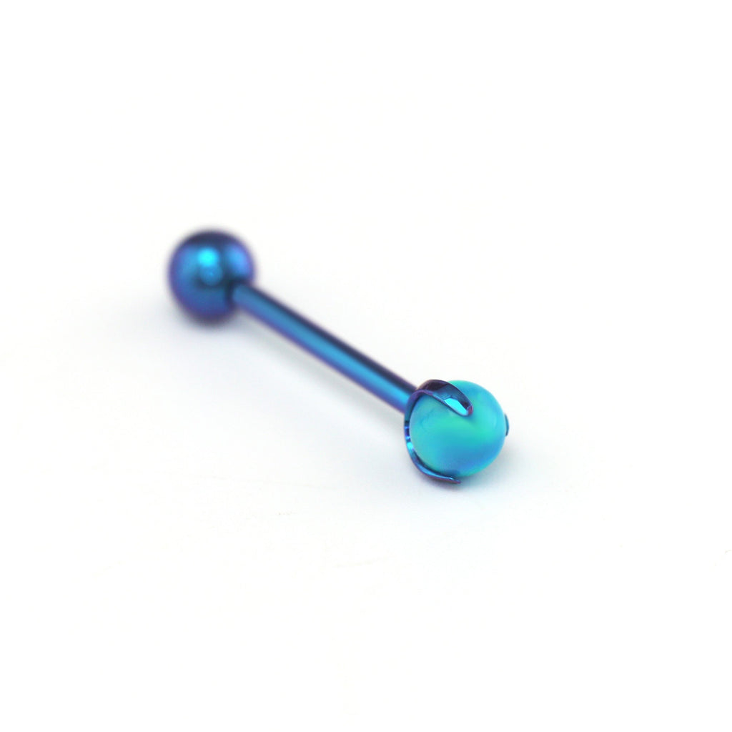 Claw Opal Internally Threaded Titanium Barbell Tongue Stud - Claw Opal Internally Threaded Titanium Barbell Tongue Stud - Blue Hole / 4mm by CRUXJEWELRY