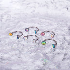 Colorful Dreamy Oil Resin Horseshoe Ring - Colorful Dreamy Oil Resin Horseshoe Ring - Pink / 8 mm by CRUXJEWELRY