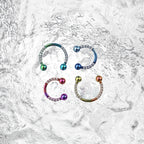 16G CZ Titanium Horseshoe Ring - 16G CZ Titanium Horseshoe Ring - Purple-Pink Gradient / 8 mm by CRUXJEWELRY