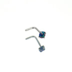 Opal L-Shape Nose Stud - Opal L-Shape Nose Stud - Black by CRUXJEWELRY