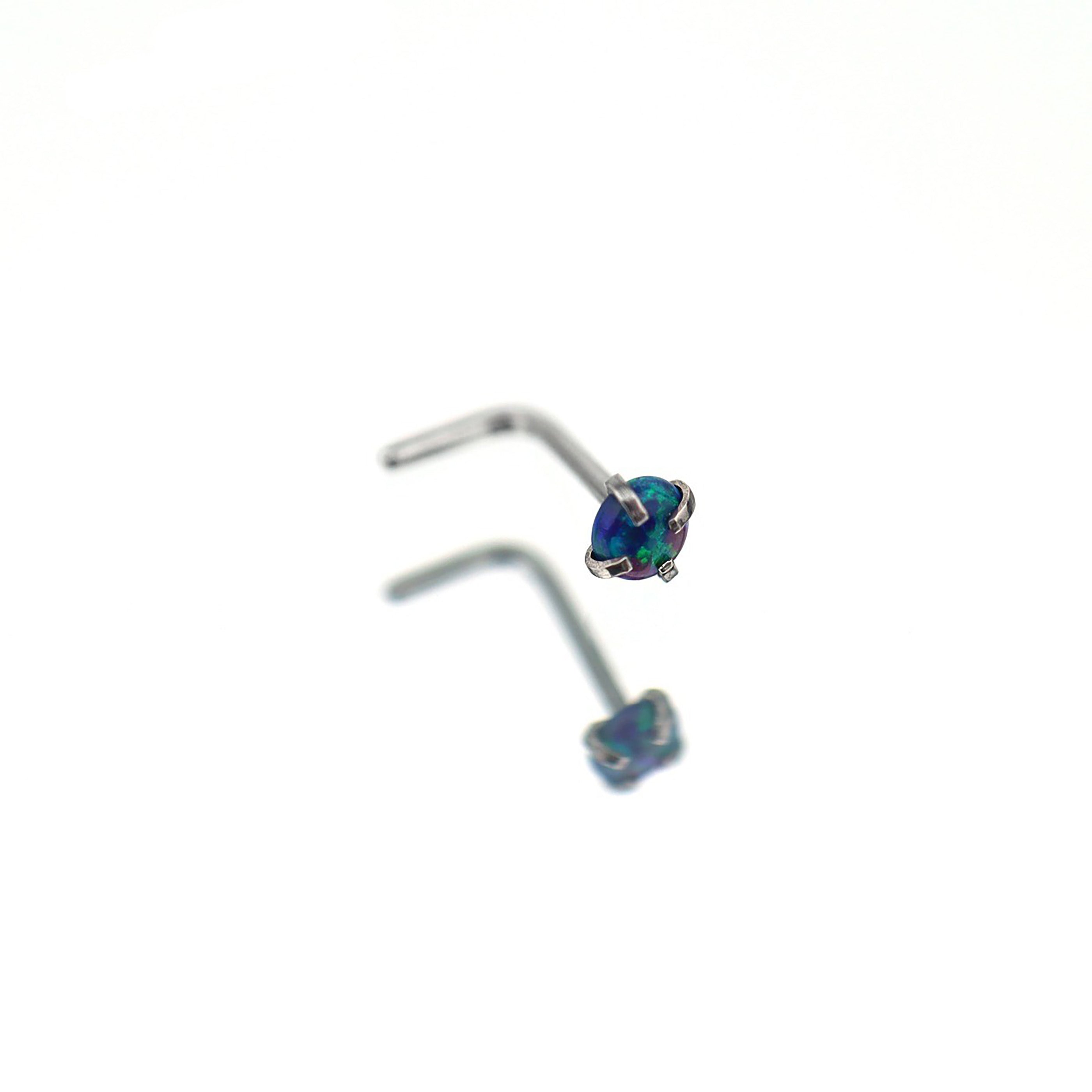 Opal L-Shape Nose Stud - Opal L-Shape Nose Stud - Black by CRUXJEWELRY