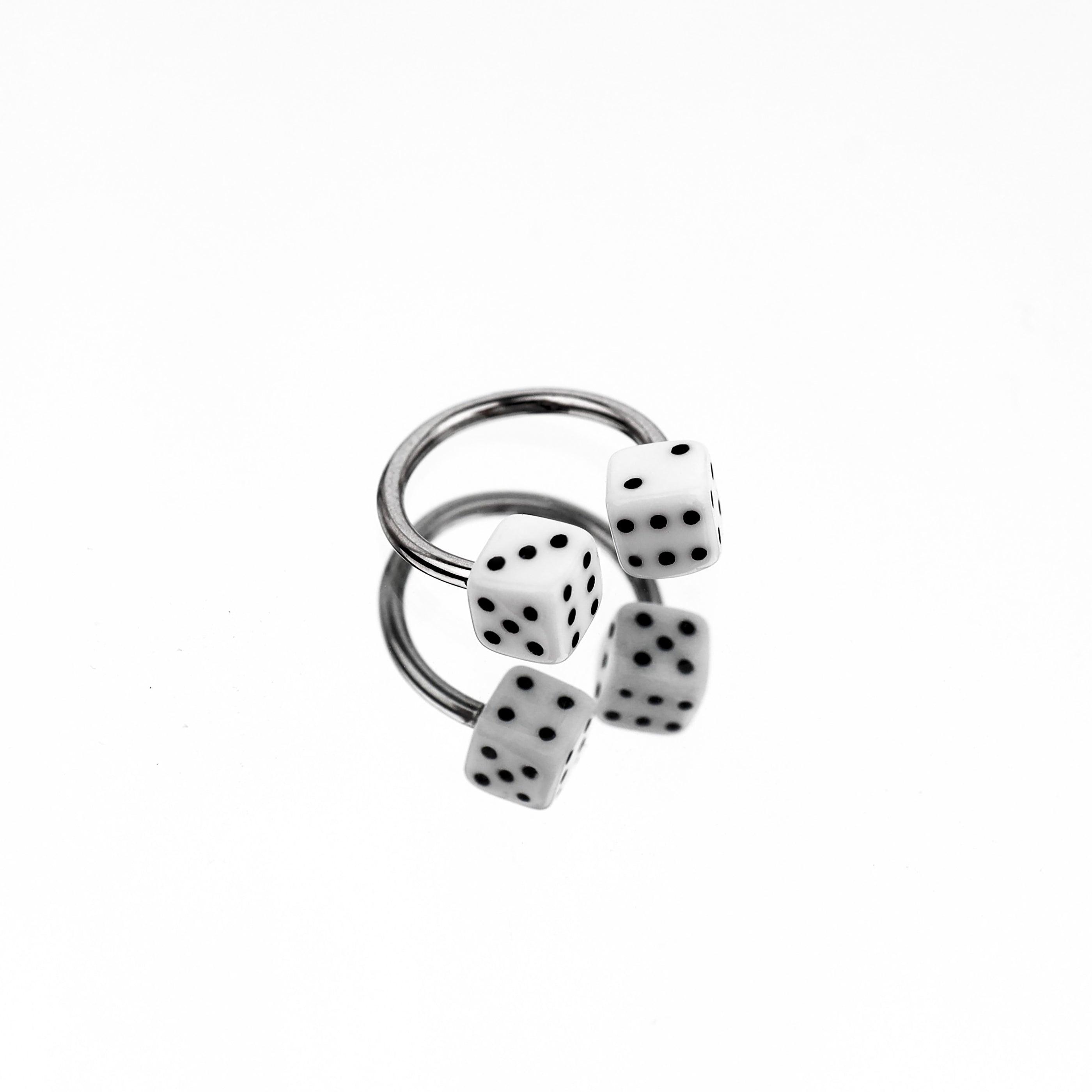 Colorful Acrylic Dice Horseshoe Ring - Colorful Acrylic Dice Horseshoe Ring - White / 8 mm by CRUXJEWELRY