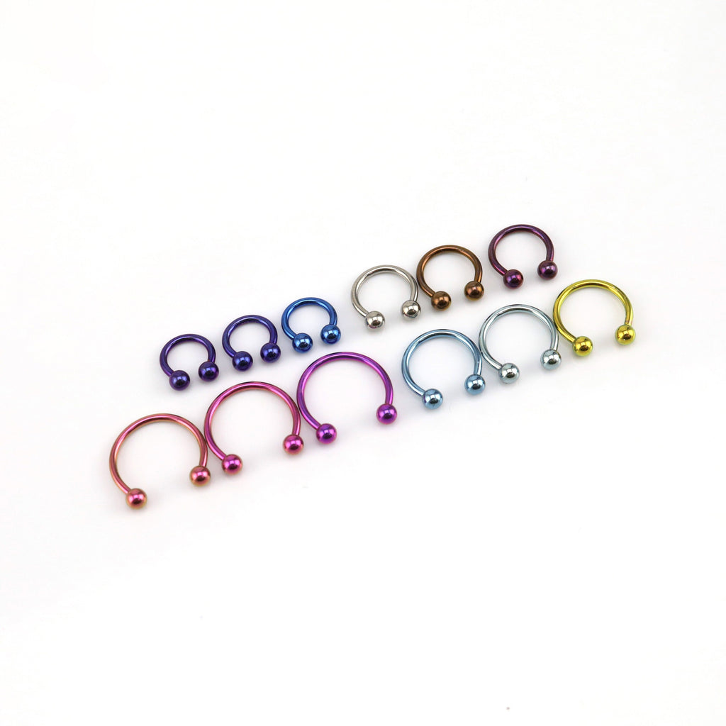Classic Externally Threaded Titanium Horseshoe ring - Classic Externally Threaded Titanium Horseshoe ring - Deep Blue / 3 mm by CRUXJEWELRY