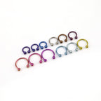 Classic Externally Threaded Titanium Horseshoe ring - Classic Externally Threaded Titanium Horseshoe ring - Deep Blue / 3 mm by CRUXJEWELRY
