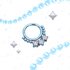 Triple Star CZ Titanium Segment Septum/Ear Hoop - Triple Star CZ Titanium Segment Septum/Ear Hoop - blue by CRUXJEWELRY