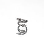 Double Head Snake Titanium Segment Hoop - Double Head Snake Titanium Segment Hoop - silver-1 / 8mm by CRUXJEWELRY