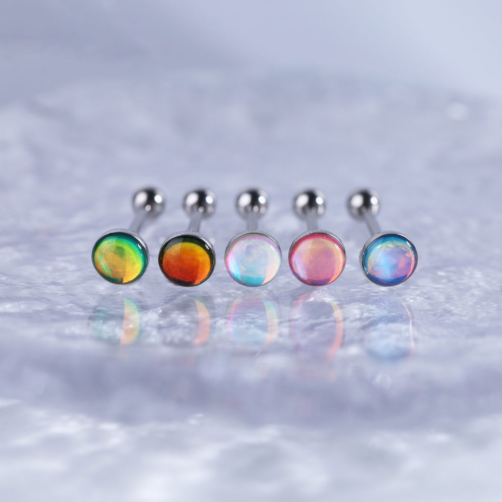 Vibrant Dreamy Oil Resin Stainless Steel Tongue Stud - Vibrant Dreamy Oil Resin Stainless Steel Tongue Stud - Sky Blue / 10 mm by CRUXJEWELRY