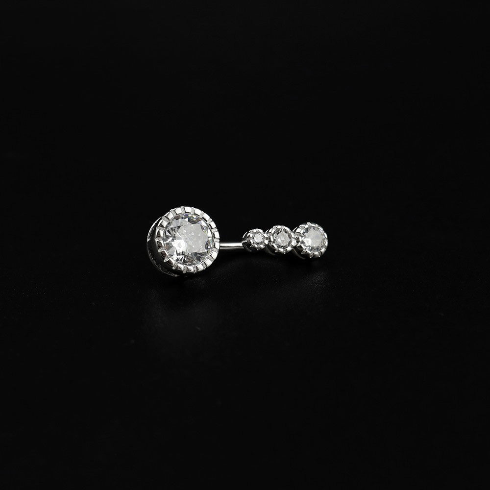 Sterling Silver Vintage Navel Ring with Four-Zirconia - Sterling Silver Vintage Navel Ring with Four-Zirconia - 6 mm by CRUXJEWELRY