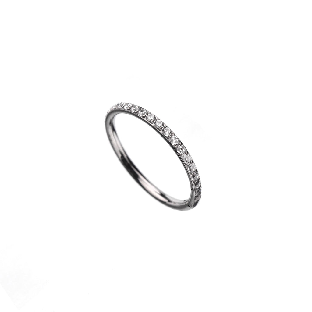 16G CZ Titanium Clicker Nose Ring - 16G CZ Titanium Clicker Nose Ring - Sliver / 8mm by CRUXJEWELRY